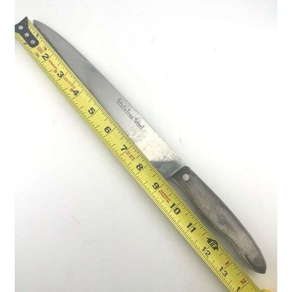 Vintage Interpur Stainless Steel Butcher Carving Knife Wood Handle 9" Japan - Picture 3 of 8